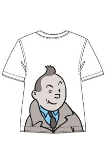 Tintin Camiseta Retrato Tintin Guiño (Blanca) - Talla M