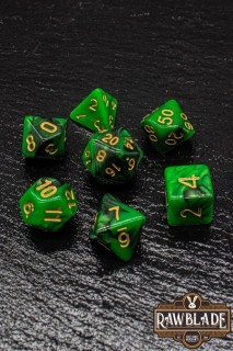 Dice Set Rawblade Green & Black Dice Set