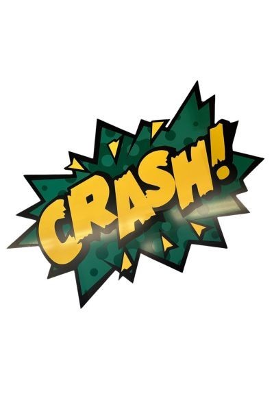 Onomatopeya Gigante Crash! Verde Oscuro Y Amarillo