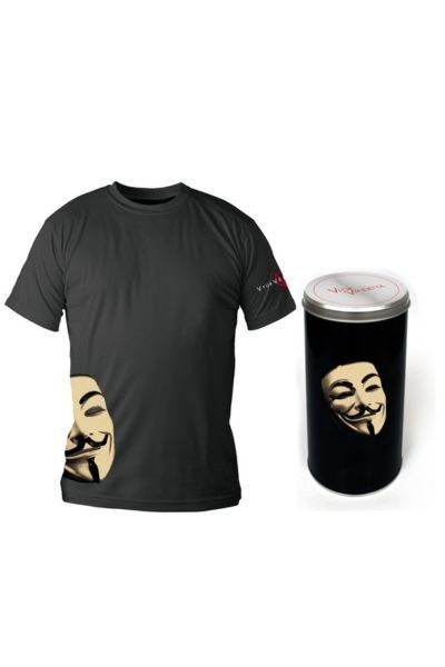 Camiseta Mascara V De Vendetta (Negra Chico T-S) Edicion Deluxe