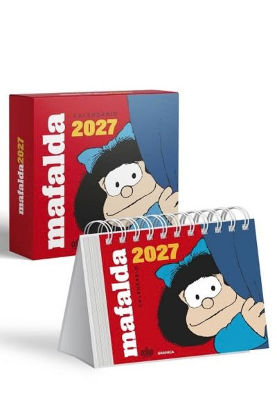 Calendario 2027 Mafalda Escritorio Rojo Con Caja