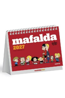 Calendario 2027 Mafalda escritorio mensual rojo